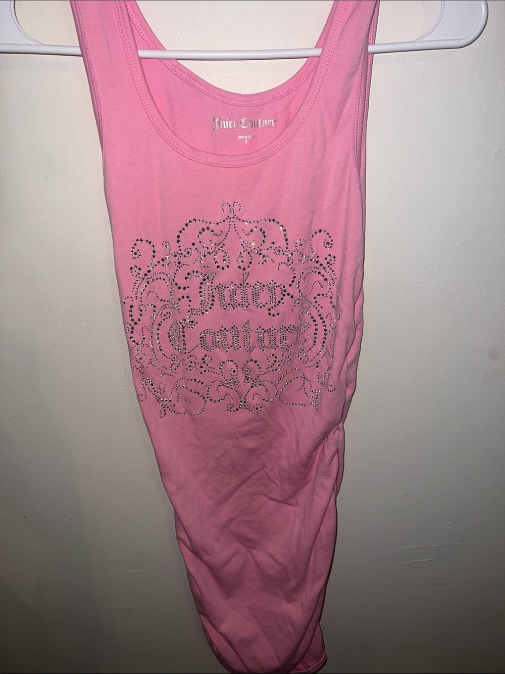 Juicy Couture Y2K Barbie Pink Crystal Logo Ruched  Dress